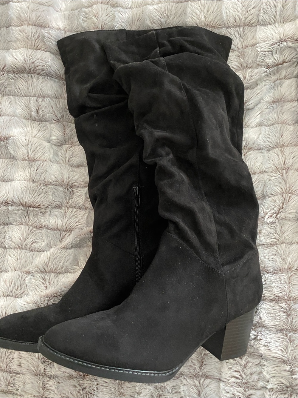 Style & Co. Black Slouch Mid-Calf Block Heel Boots